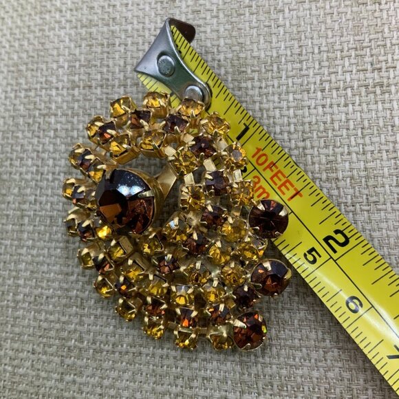 Julianna Style Vintage Autumn Faux Amber Rhinestone Brooch Pin - Picture 6 of 6
